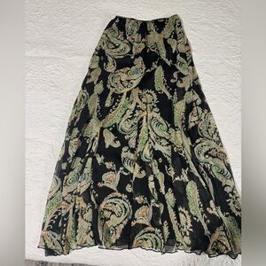 Double D Ranch Black and Green Paisley Maxi Skirt